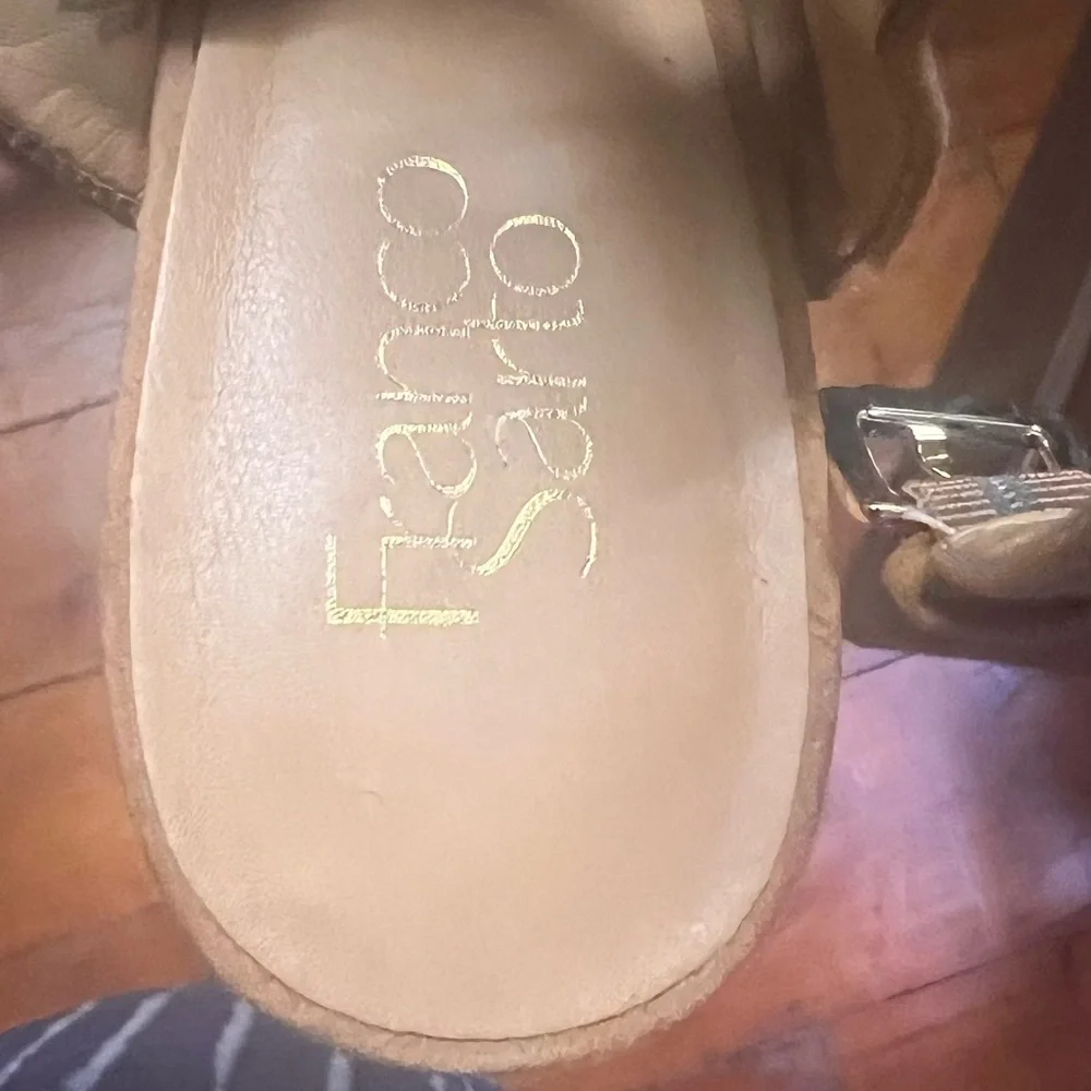 Franco Sarto Grady cognac block heel cutout design straps women’s size 10 EUC